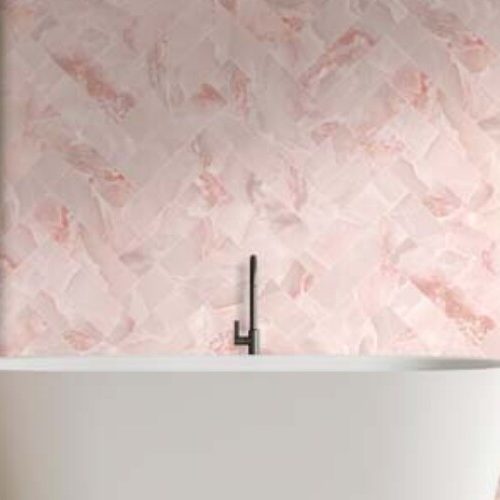 Interior of minimalistic bathroom with white and wooden walls, wooden floor, comfortable white bathtub and potted plant. Concept of relaxation. 3d rendering